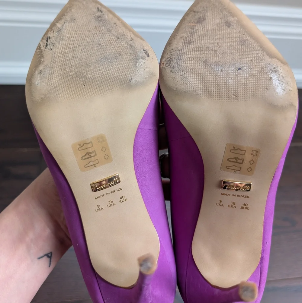 L'Intervalle purple leather stilletto pointed toe heels - Picture 7 of 7